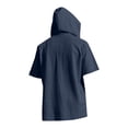 thumbnail image 4 of Yaoyar Mens Hooded Linen Outfits 2 Piece Short Sleeve Hoodie Henley Shirt And Beach Shorts Set Casual Summer Matching Set, 4 of 9