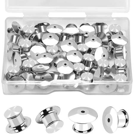 Ceryvop 30 PCS Locking Pin Backs Locking Pin Keepers Clasp, Metal Pin Locks Back