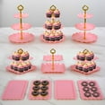 thumbnail image 1 of Juego de soportes para pastel NWK de 10 piezas, rosa, bandejas para cupcakes de 2 y 3 niveles, 1 of 5