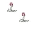 thumbnail image 2 of Delight Jewelry Silvertone Lil Sister Pink Crystal Clip on Earrings, 2 of 5