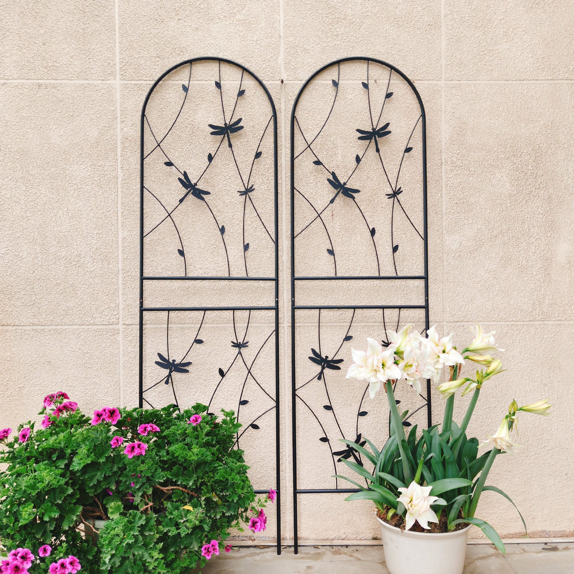 2 Pack 71" H Large Heavy Duty Garden Rustproof Iron Plant Trellis for Potted Plant Support Metal Climbing Rose Trellis Vine Vegetable Cucumber