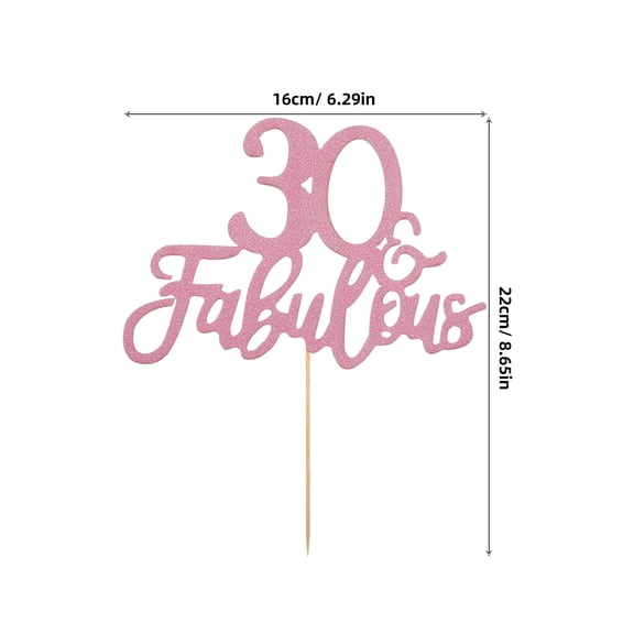 STRANDCHIC 3Pcs Rose Gold Glitter Birthday Cake Topper for 30th Birthday Milestone Celebration Party Decorations