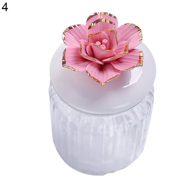 HEVIRGO 240ml Clear Ceramic Glass Jar Delicate Lid Multipurpose