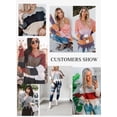 thumbnail image 2 of Asyoly Women's Waffle Knit Distressed Sweater V Neck Long Sleeve Striped Color Block Ripped Pullover Sexy Loose Jumper Casual Knitwear Tops, 2 of 7