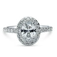 thumbnail image 2 of BERRICLE Sterling Silver Halo Wedding Engagement Rings Oval Cut Cubic Zirconia CZ Promise Ring for Women, Rhodium Plated Size 7, 2 of 8