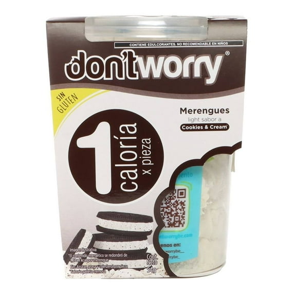 Merengues Don't Worry light sabor a cookies and cream 54 g
