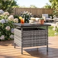 thumbnail image 2 of Gymax 22'' Patio Rattan Square Side End Table Garden Bistro Umbrella Stand Table W/Hole Mix Gray, 2 of 10