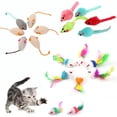 thumbnail image 3 of Cat Colorful Feather Tail Mouse Toy, Realistic Plush Pet Simulation for Kitties, Interactive Fun & Exercise, 3 of 8