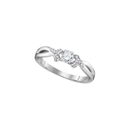Diamond Bridal Anniversary Ring 10k White Gold Womens Round Diamond Solitaire Bridal Wedding Anniversary Ring 1/3 Cttw ()