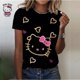 thumbnail image 3 of Ropa informal cómoda para mujer, camiseta negra para niña, camiseta informal con estampado de dibujos animados de Hello Kitty Kawaii, 3 of 5