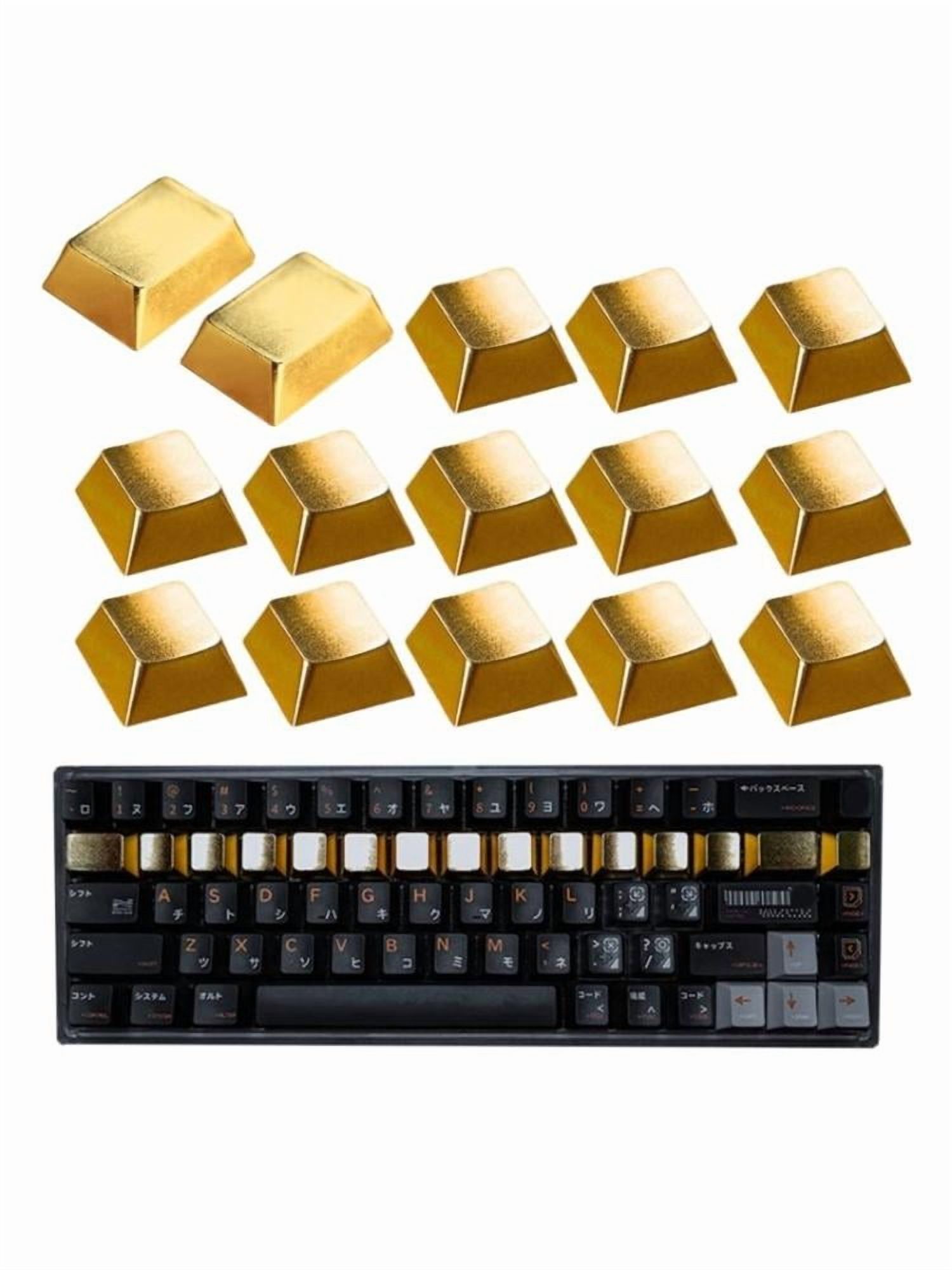 Zinc Alloy Metal Keycaps Set for Mechanical Keyboards, Ergonomic R3 Row Q Layout, 15Pcs Gaming Keycaps
