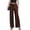 Coffee, variant on Levmjia Women's Satin Wide Leg Pants High Waisted Lounge Pants with Pockets Adjustable Drawstring Casual Trousers for Evening