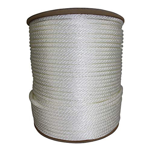 #8 Solid Braid Dacron Polyester Flag Pole Rope For Sailboats SGT KNOTS Flag Flying Braided Halyard Line/Flagpole Rope 1/4 in x 40 ft, White Halyard Rope Sailing Rigging 