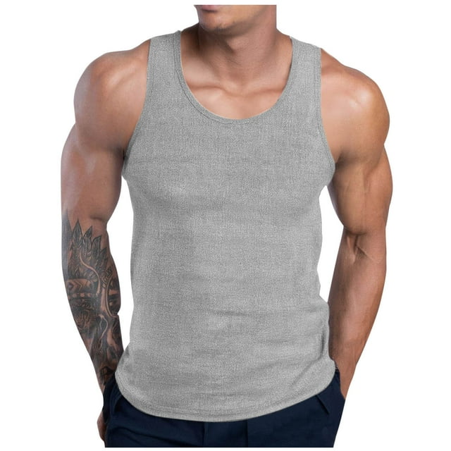 Camisetas de Entrenamiento, Deportes Casuales de Color Sólido Suelto Más Tamaño en Forma de Cuello Redondo para Hombres