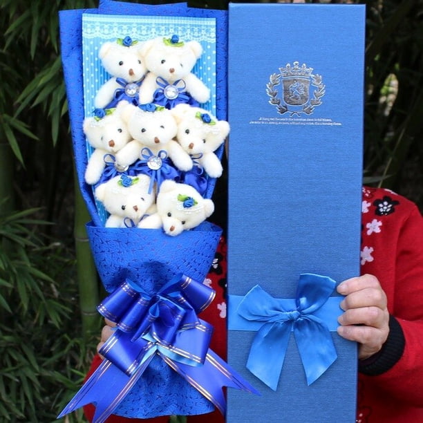 Oso de peluche Kawaii de 15 estilos + flor de jabón para niñas, muñecas de oso de dibujos animados, ramo de flores, regalo de cumpleaños de graduación del Día de San Valentín zhangyuxiang unisex
