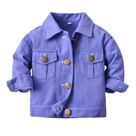 

nsendm Toddler Boys Girls Windproof Solid Denim Coat Jacket Kids Warm Outerwear Jacket Coat for Kids Coat Purple 6-7 Years