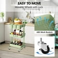 thumbnail image 3 of 3-Tier Rolling Utility Cart with Metal Handle and Lockable Wheels, 3 of 7