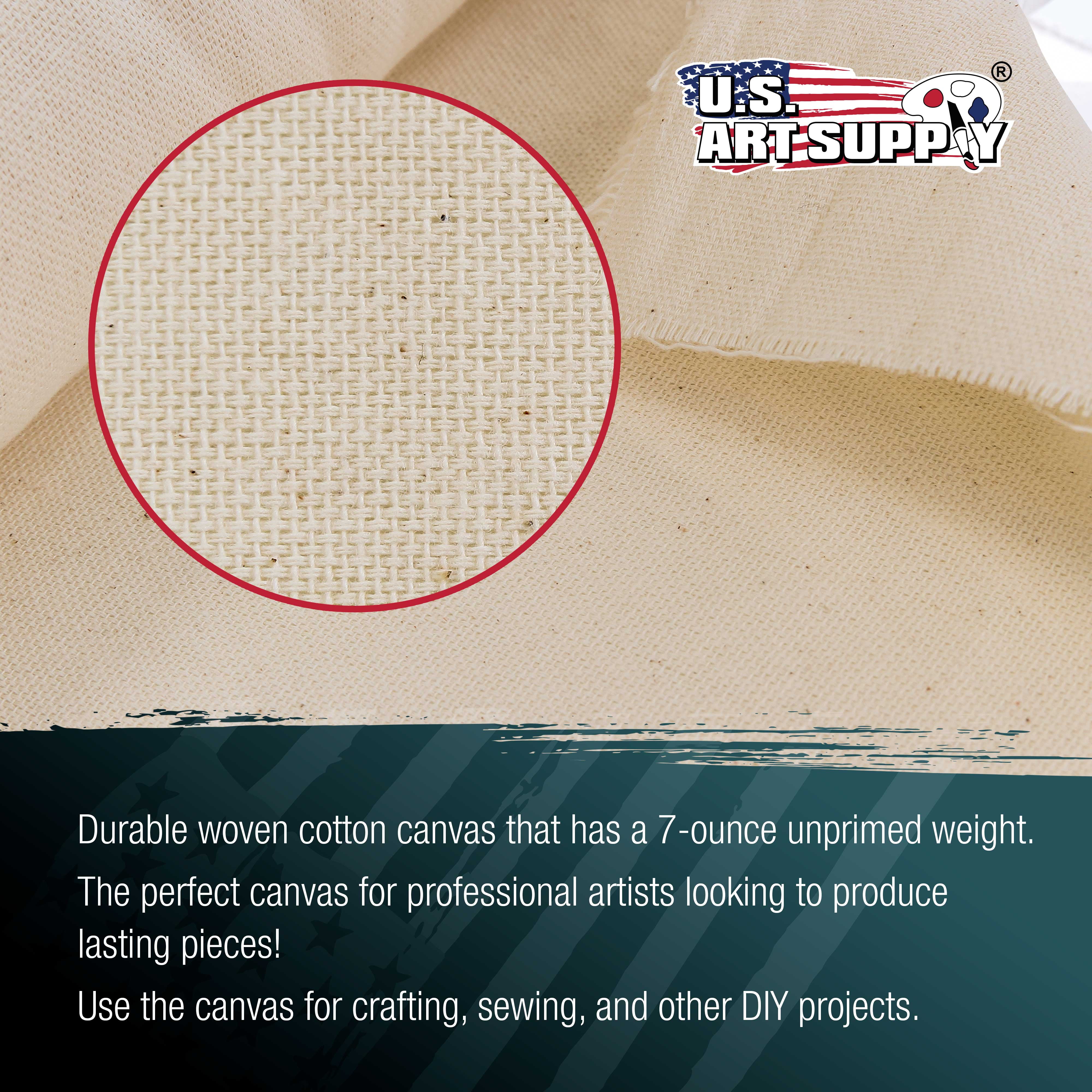 U.S. Art Supply 7-Ounce Unprimed 36" Wide x 6 Yards (18 Feet) Long Unstretched Canvas Roll - 100% Cotton, Woven, Acid-Free - Oil & Acrylic Painting, Murals, Backdrop - Cut To Stretcher Bar Frame Size