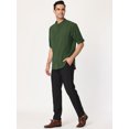 thumbnail image 4 of Camisa de lino para hombre Unique Bargains casual manga larga enrollable Verde M, 4 of 6