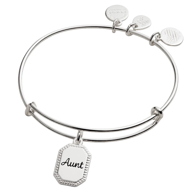 Pulsera Alex and Ani con dije de tía, ajustable, plata envejecida