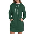 thumbnail image 1 of ameIAEA Sweatshirt Dress Women Long Sleeve Hooded Drawstring Solid Color Mini Dress with Pockets, 1 of 5