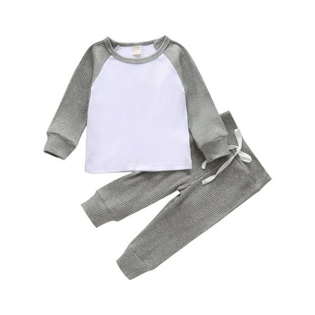 

Toddler Baby Boy Girl Outfit Long Sleeve T-Shirt + Pants Two Piece Set Spring Fall Winter Clothes