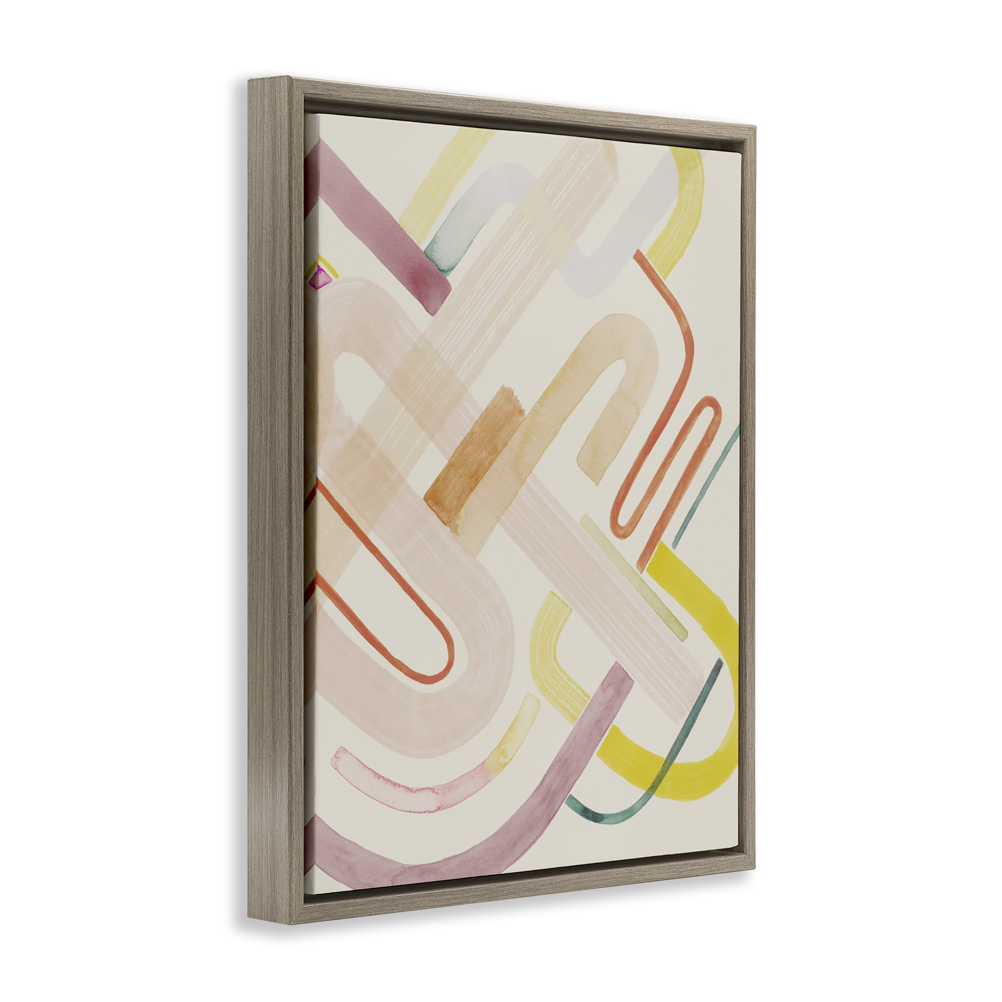 Stupell Industries Overlapping Curved Shapes Abstract Painting Brown Floater Framed Canvas Art Print Wall Art, 17 x 21