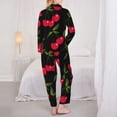 thumbnail image 6 of Wukai Cherry Print Women's Pajama Set - Soft Long Sleeve Sleepwear for Comfort and Style-, 6 of 9