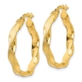 thumbnail image 2 of 14K Satin and Polished Scalloped Edge Hoop Earrings 14k Yellow Gold Earrings, 2 of 4