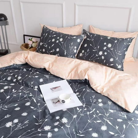 Queen Flower Branches Duvet Cover, Peach And Grey Duvet Cover Set