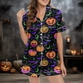 thumbnail image 5 of CAIXIA Halloween Womens Halloween Pajamas Set 2 Piece Short Sleeve Sleepwear Button Down Pjs Cute Print Lounge Sets Soft Comfy Collar Sleepwear, 5 of 9