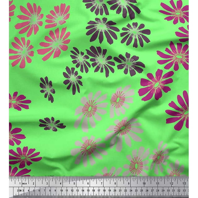 Soimoi Poly Georgette Fabric Artistic Flower Fabric Prints By Yard 42 Inch Wide