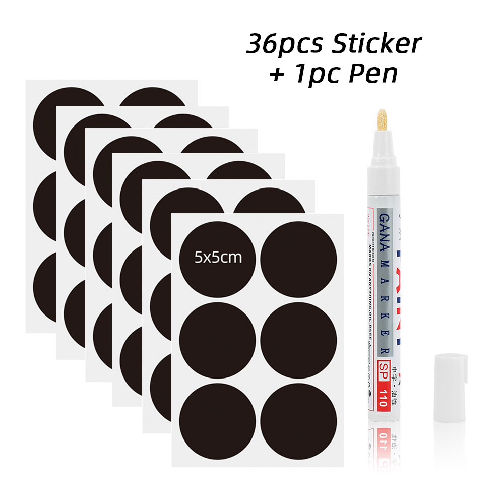 ATOMUS 36pcs Round Shape Sticker Waterproof Blackboard Stickers Reusable Chalk Labels Stickers for Kitchen and Pantry(Can be customized)