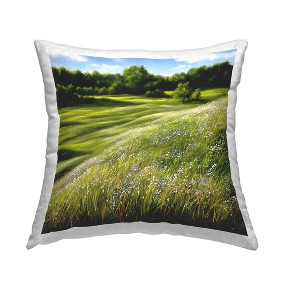 Stupell Industries Windblown Grassy Field Decorative Printed Throw Pillow, 18 x 18