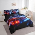 thumbnail image 2 of Castle Fairy Neon Sports Car Twin Bedding Sets 7-Piece for Boys, City Light Trail Bedding Comforter Set for Bedroom, Black Red,Black Reversible, 2 of 7
