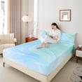 thumbnail image 4 of Castle Fairy Kids Teens Gradient Lines Queen Sheet Sets,Stripes Bed Set, 4 of 7