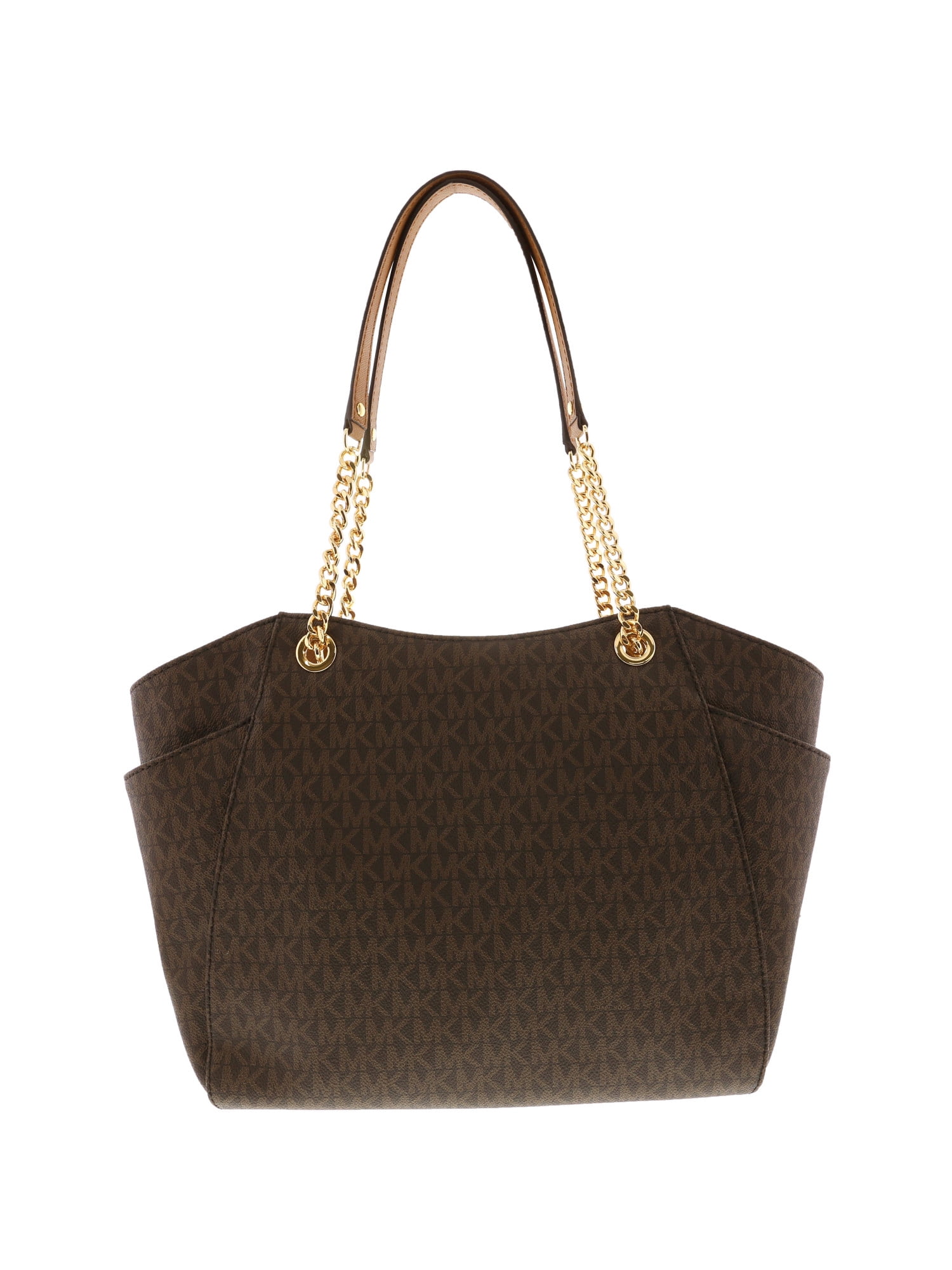 MICHAEL Michael Kors Women's Jet Set Travel Large Chain Shoulder Tote  Printed Handbag (Vanilla /Acorn) …