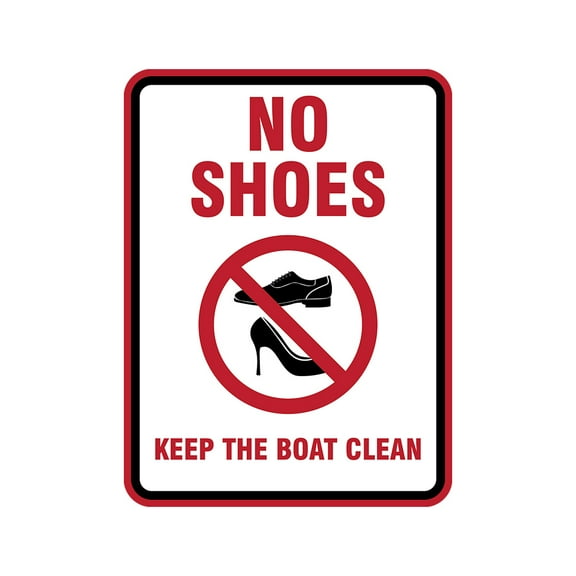 Portrait Round Plus No Shoes Keep the Boat Clean Wall or Door Sign | Boats & Yachts Signage - Large