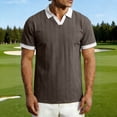 thumbnail image 2 of CHGBMOK Mens Short Sleeve Collared V Neck T Shirts Slim Fit Textured Casual Golf Shirt Cozy Lightweight Top with Contrast Collar, 2 of 9