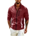 thumbnail image 3 of Wrtxtat Men's UPF 50+ Sun Protection Gym Jacket Lightweight Stand Collar Full Zip Hooded Athletic Jackets Long Sleeve Track Running Jackets Red XXXL, 3 of 10