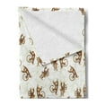 thumbnail image 2 of Forest Friends Soft Flannel Fleece Throw Blanket, Nursery Continuous Pattern with Cheerful Monkeys, Cozy Plush for Indoor and Outdoor Use, 60" x 80", Umber Pastel Brown, by Ambesonne, 2 of 5