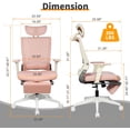 thumbnail image 2 of Foldable Ergonomic Office Chair with Footrest, High Back Computer Chair with 2D Headrest, Mesh Back, Sponge Seat, Adjustable Lumbar Support, 2D Armrest, Home Office Desk Chair, Pink, 2 of 8