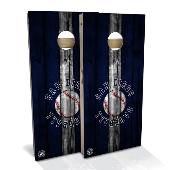 Skip's Garage | San Diego Baseball Cornhole Board Set | Includes Boards & Bags | Choose Your Size & Accessories