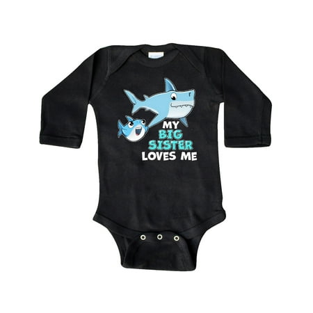 

Inktastic My Big Sister Loves Me with Cute Sharks Gift Baby Boy or Baby Girl Long Sleeve Bodysuit