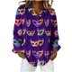 thumbnail image 1 of Camisetas de Cuello en V de Manga Larga para las Mujeres Botón de Impresión de Navidad Delantera Blusa Casual Top, 1 of 9