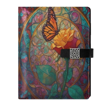 Leather Planner Leather Notebook Notebook Journal Binder Design Pen Pocket Design Convenient for Storage Butterfly Vibrant Wing