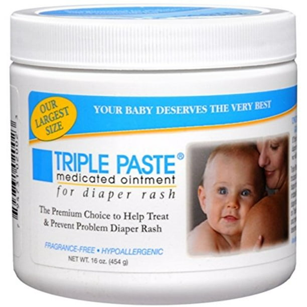 Triple Paste Diaper Rash Cream, Hypoallergenic Medicated Ointment for