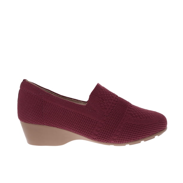 Zapato Auro color vino confort con tacón de puente y diseño bordado 26.0 Dorothy Gaynor Zapato Auro color vino confort con tacón de puente y diseño bordado 26.0