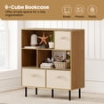 thumbnail image 6 of Giantex 6-Cube Bookshelf, 3-Tier Bookcase w/3 Removable Folding Fabric Drawers, Freestanding Organizer, Natural, 6 of 9