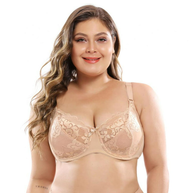 3 Pack Women's Sexy Lace Bra See Through Minimizer Bras Plus Size Sheer  Underwire 
